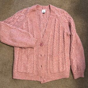 CAbi Pink Cable Knit Cardigan Sweater